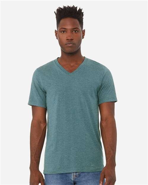 Unisex Heather CVC V-Neck Tee - Image 23