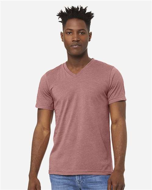 Unisex Heather CVC V-Neck Tee - Image 45