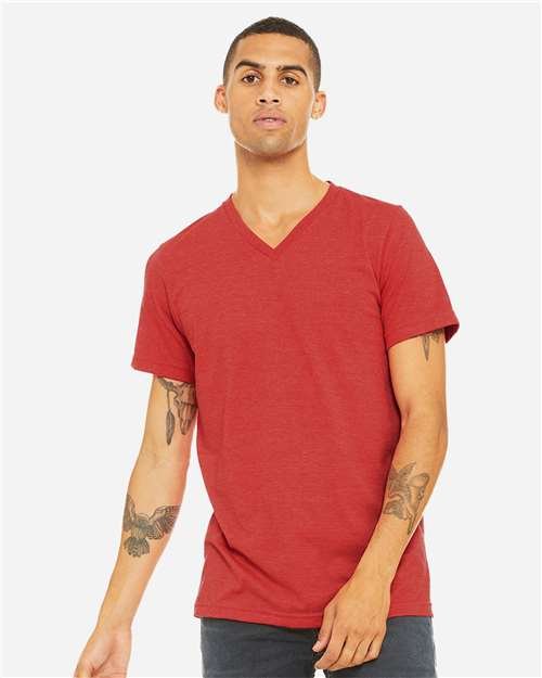 Unisex Heather CVC V-Neck Tee - Image 54