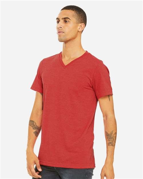 Unisex Heather CVC V-Neck Tee - Image 55