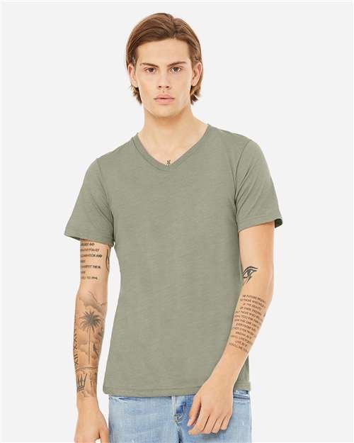 Unisex Heather CVC V-Neck Tee - Image 63