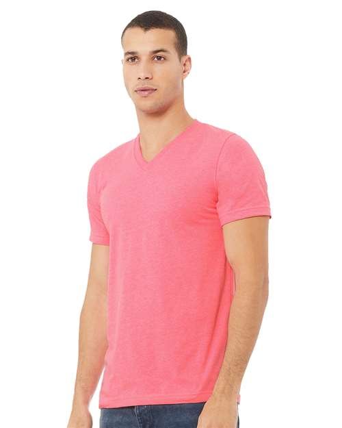 Unisex Heather CVC V-Neck Tee - Image 79
