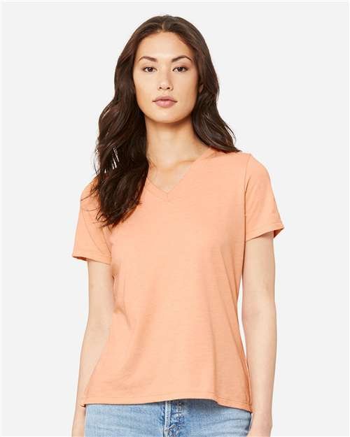 Women's Relaxed Heather CVC V-Neck Tee - Image 36