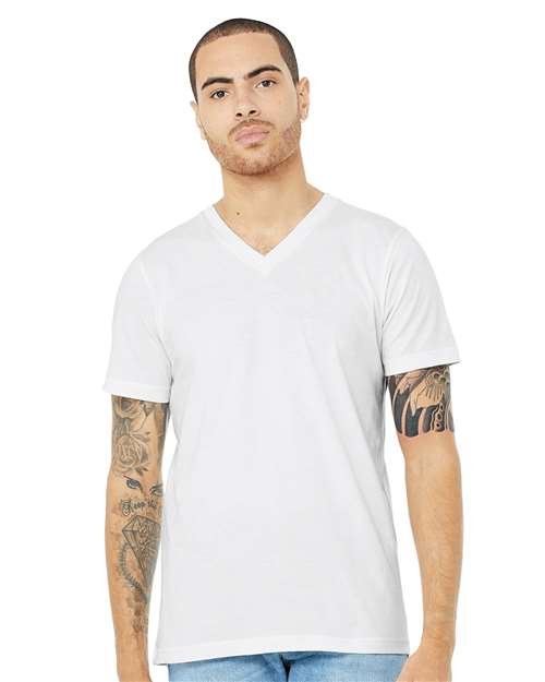 Unisex Heather CVC V-Neck Tee - Image 93