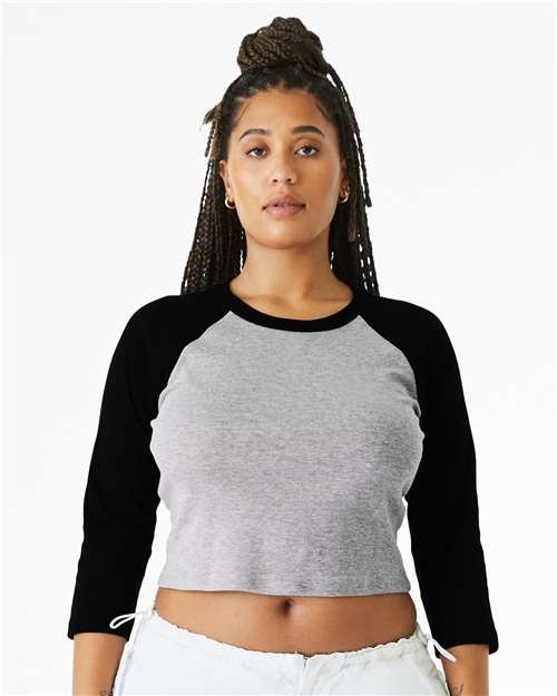 Women's Micro Rib Three-Quarter Raglan Sleeve Baby Tee - Image 5