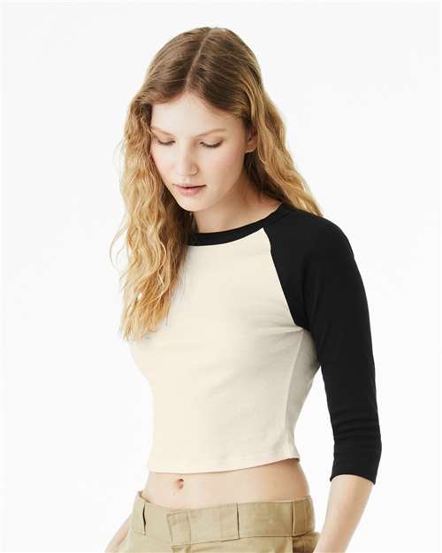 Women's Micro Rib Three-Quarter Raglan Sleeve Baby Tee - Image 12