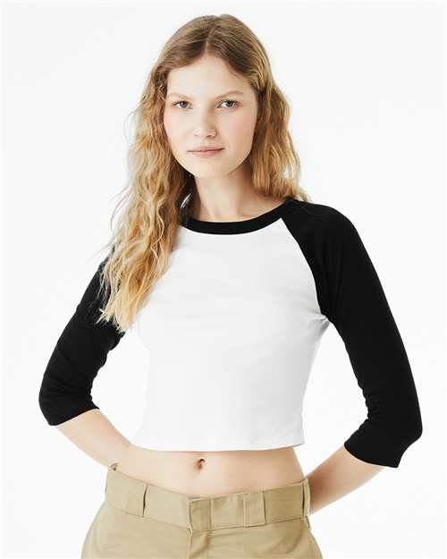 Women's Micro Rib Three-Quarter Raglan Sleeve Baby Tee - Image 17