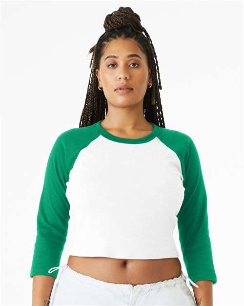 Women's Micro Rib Three-Quarter Raglan Sleeve Baby Tee - Image 23