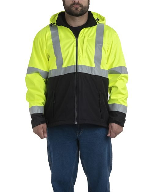 Men's Tall Hi-Vis Class 3 Hooded Soft Shell Jacket - Image 7