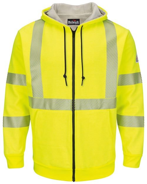 Men's Hi-Visibility Zip-Front Hooded Fleece Sweatshirt with Waffle Lining - Image 4