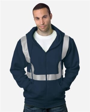 USA-Made Hi-Visibility Full-Zip Hooded Sweatshirt - Segmented Tape