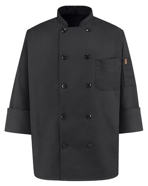 Ten Pearl Button Black Chef Coat - Image 5